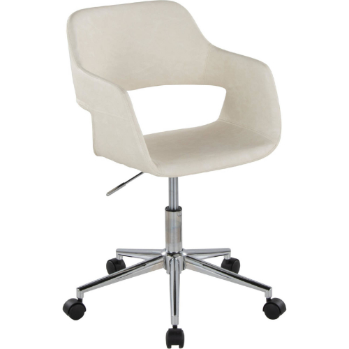 Margarite Office Task Chair in Chrome & Cream Leatherette